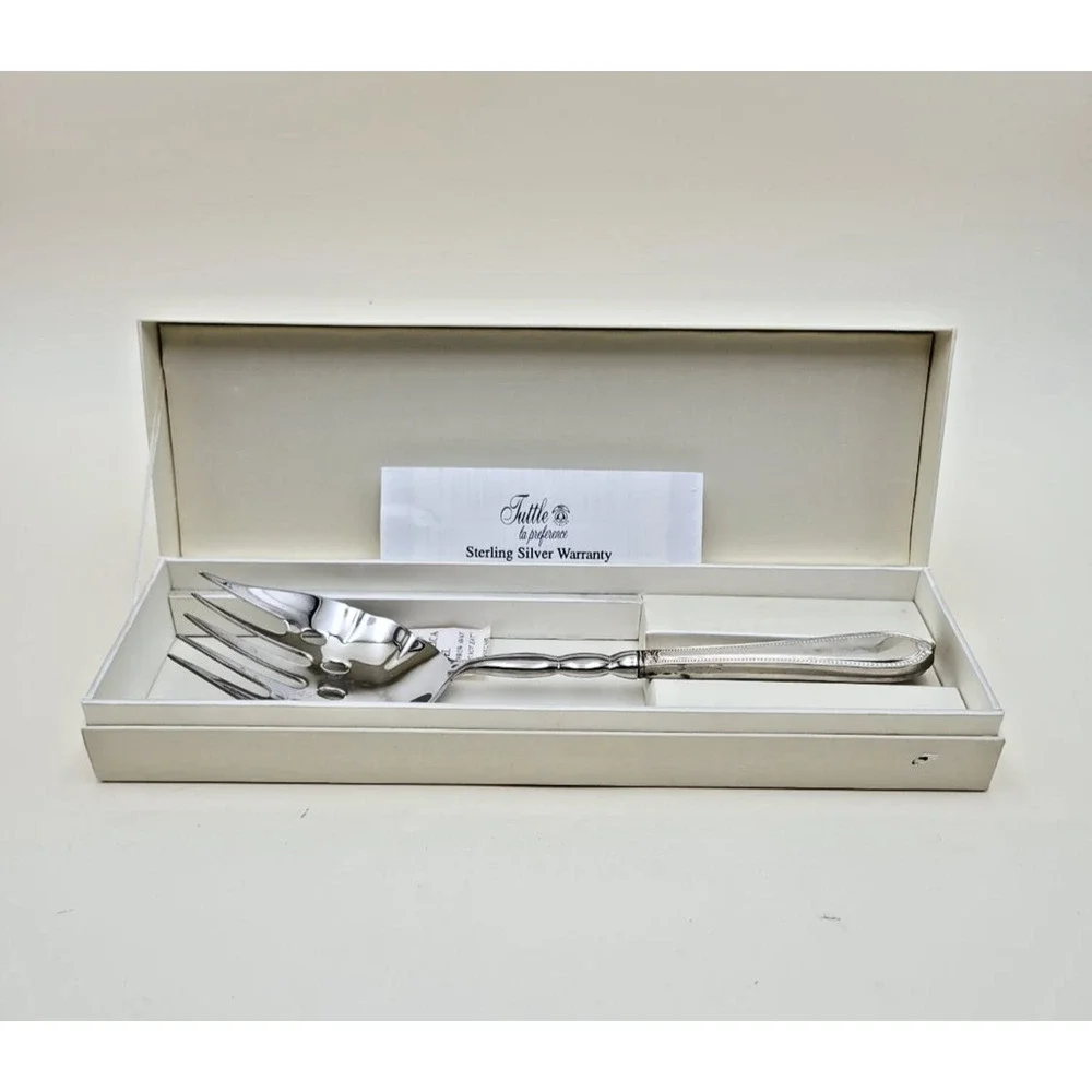 Tuttle Triumph Sterling Silver Serving Fork Modern Neiman Marcus ORIGINAL BOX